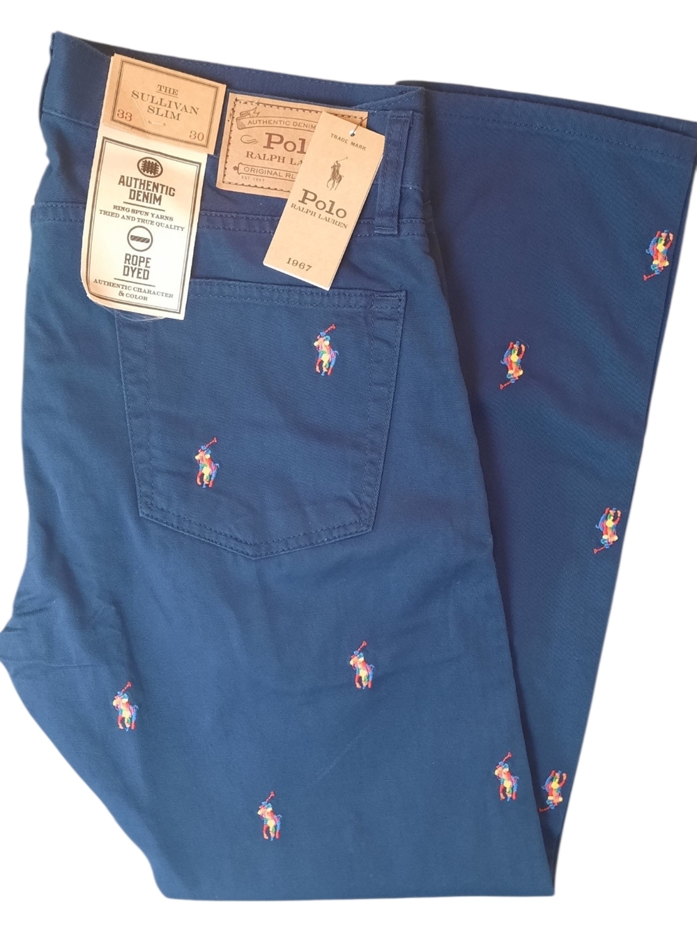 Polo by Ralph Lauren Navy Embroidered Slim Jeans